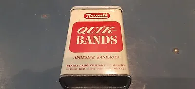Vintage Rexall Quik-Bands Adhesive Bandages Empty Metal Tin Great Condition!! • $10