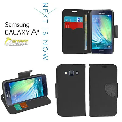 Black Diary Wallet Flip Case Cover For Samsung Galaxy A3 A330 A330Y+ Screen Guar • $7.99