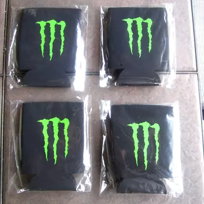 Monster Energy Double Sided Logo Koozies Beverage/Bottle Can Holder - Lot Of 4 • $13.99