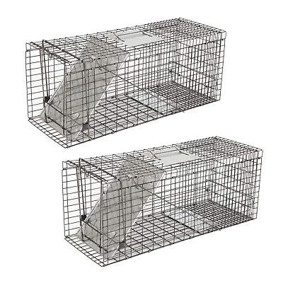 2PCS Live Animal Cage Trap 32 X12.5 X12  Humane Rodent Raccoon Cage W/Iron Door • $61.58