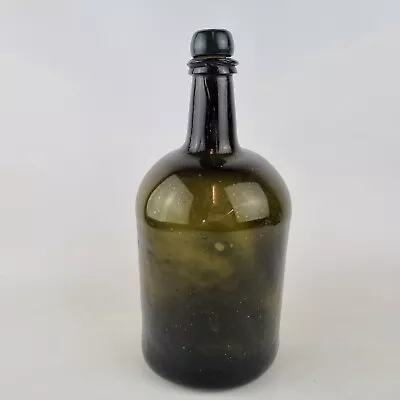 Antique 18th Century Mallet Style Green Glass Bottle 25cm High EMPTY • $498.98