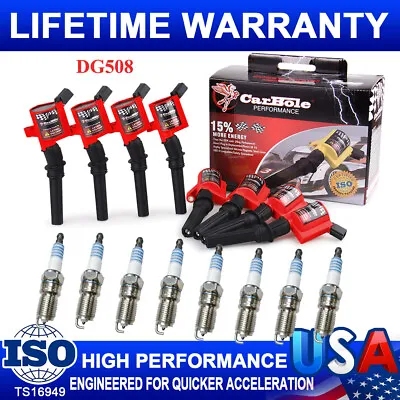 8 Ignition Coils DG508 & Iridium Spark Plugs SP413 For Ford F150 Mustang 4.6L • $73.95