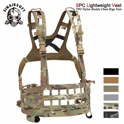 Tactical Paintball SPC Molle Vest Lightweight Chest Rig Quick Release Laser Cut • £45.59