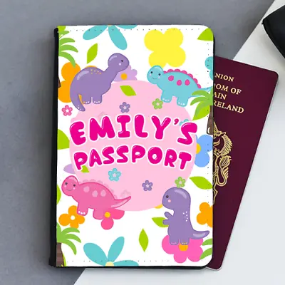 £9.99 • Buy Personalised Custom Dinosaur Scene Girls Kids Children's Passport Holder Cover