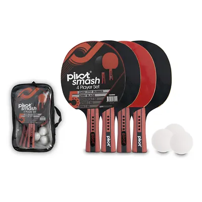 $63 • Buy Pivot Smash 5 Star 4 Player Table Tennis/Pin Pong Set W/4 Racquet Bats/3 Balls 