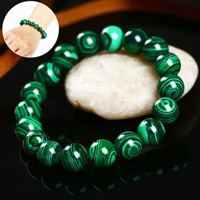 1pc Malachite Gemstone Bead Bracelet 8mm Beads Healing Stone Yoga Reiki Bangle • $1.75