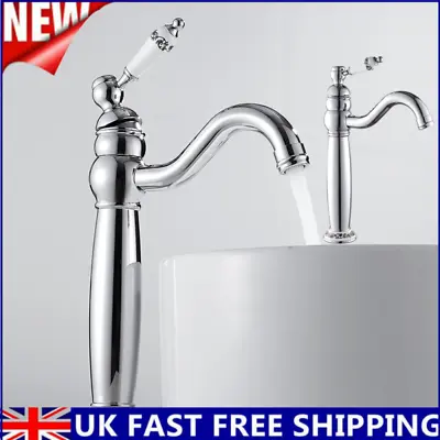 Tall Bathroom Sink Basin Mixer Taps Chrome Mono Countertop Tap Ceramic Handle▫ • £50.03