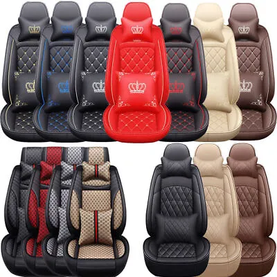 Leather Universal 5-Seats Car Seat Covers Full Set Front Rear Protector Cushions • $88.99