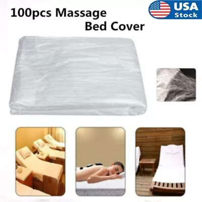 Disposable Fitted Massage Table Sheet 100Pcs Plastic Bed Covers 180x90cm • $19.99