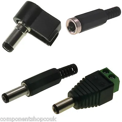 DC Power Male Plug - Female Socket Inline / Panel Mount 1.3 / 1.7 / 2.1 / 2.5mm • £1.75