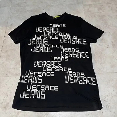 Versace Jeans Logo Print Tshirt Black Men’s 12 100% Cotton • $49