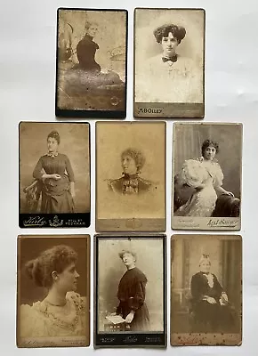 8 X Antique Victorian / Edwardian Portrait Photographs Cabinet Cards Of Women • £0.99