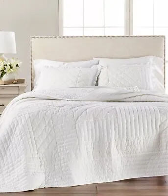 MARTHA STEWART White Shop Quilt King Created For Macy's $460 MSRP • $89