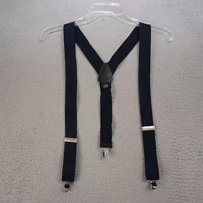 Mens Suspenders Braces Black Stretch Silver Hardware Clip On Style • $15.91