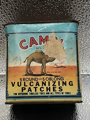 Vintage Camel 5 Round 5 Oblong Vulcanizing Patches Board/Tin Paper Label Can • $5.99