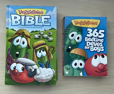 VeggieTales Bible-NIRV  2016 AND Veggie Tales 365 Bedtime Devos For Boys • $9