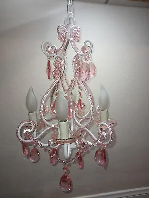 $70.95 • Buy Mini Chandelier With Acrylic Crystals Pink Chandelier 4 Light Modern Chandelier