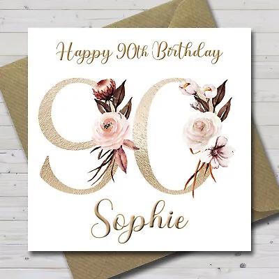 Personalised 90th Birthday Card Mum Auntie Grandma Gran Nan Mam Friend Bestie • £3.25