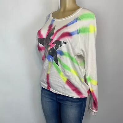 $22.49 • Buy Lauren Moshi Pullover Fleece Tie Die Sweatshirt Women Size S Casual Multicolor