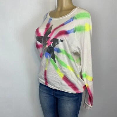 $22.49 • Buy Lauren Moshi Pullover Fleece Tie Die Sweatshirt Women Size S Casual Multicolor