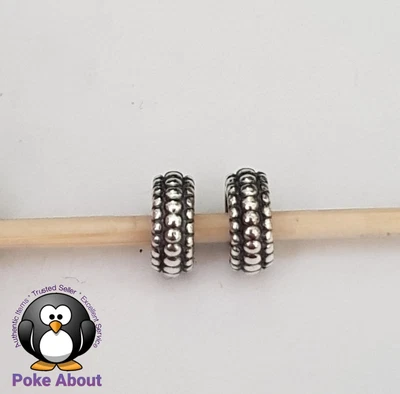 $37 • Buy 2x Authentic Pandora Trinket Dots Spacer Silver Charms 790244 Retired