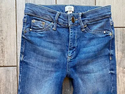 £19.99 • Buy River Island Jeans Size 8 R Super Skinny Molly Crop Split Hem Mid Blue W27 L22