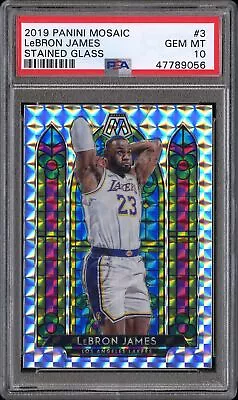 2019 Mosaic #3 LeBron James - Stained Glass (Prizm) Case Hit SP | PSA 10 • $395