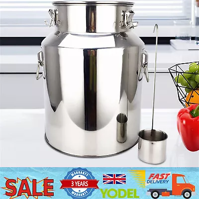 18L Stainless Steel Milk Can Wine Pail Bucket Liquid Canister Boiler+Wine Dipper • £52.01