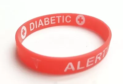 Diabetic Medical Alert Bracelet For Diabetes Silicone Rubber Wristband • $4.61