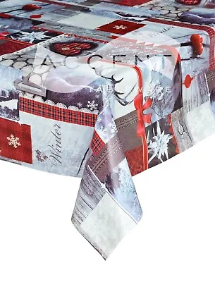 ON SALE! Winter Themed Oilcloth Tablecloth (Sold By The Metre) Free Delivery • £6.99