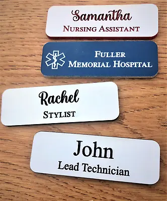 1x3  Personalized Name Tag Employee Badge Staff ID Magnet Or Pin Back • $3.25