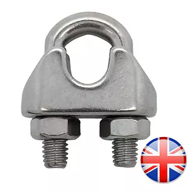 Stainless Steel Wire Rope Grip Clamp Bull Dog Grips 2mm - 19mm Cable | UK STOCK • £1.84