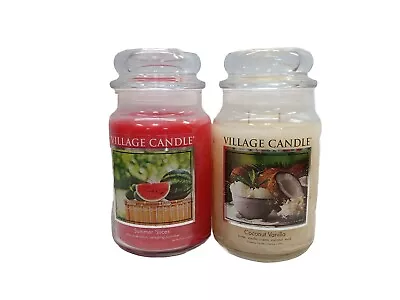 2 Village Scented Candle's Summer Slices & Coconut Vanilla Apothecary Jars 26oz • $49.95