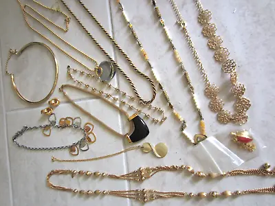 All Signed GOldplated Necklace Jewelry LOT - Look • $30