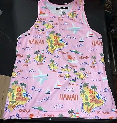 Edgar + Ash Men's Size L Pink Hawaii Island Aloha Tank Top Polyester • $12