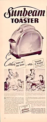 Vintage Print Ad 1944 Sunbeam Automatic Toaster Pops Up Or Keeps It Warm • $7.25