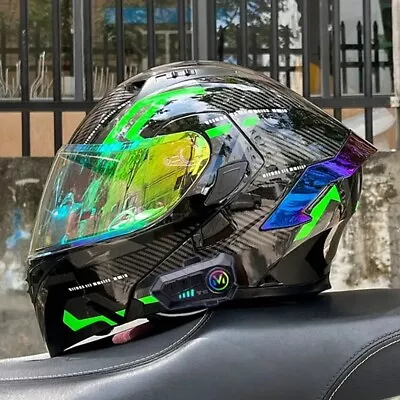 Bluetooth Modular Motorcycle Helmet Racing Flip Up Double Lens Motorbike Helmet • $104.03