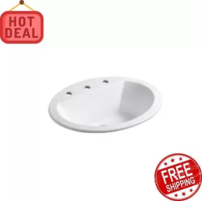 Drop-In Vitreous China Bathroom Sink In White With Overflow Drain NEW • $109.63