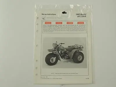 1982 ATC200E ATC200 3 Wheeler Set Up Instructions Factory Honda Manual L322 • $19.99