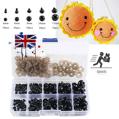 Plastic Safety Eyes For Crochet Toys100pcs Doll EyesCraft Teddy Bear Eyes Mm • £4.43