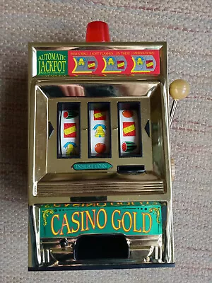 Vintage WACO CASINO GOLD Slot Machine Coin Bank W/Video Lights Sound Works JAPAN • $44