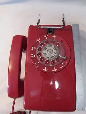 Vintage Bell Systems Red Rotary Dial Wall Mount Telephone 554BMP 1980s • $79