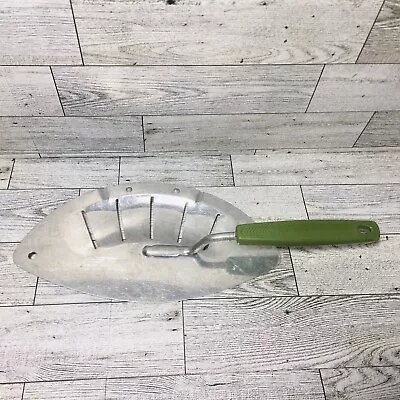 Vintage Foley Hand Held Pot Strainer Aluminum Avocado Green Handle • $18