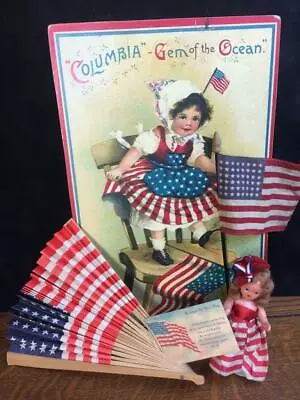 Vintage Independence Day 4th Of July Patriotic Flag Theme Vignette Doll Fan Art • $39.99