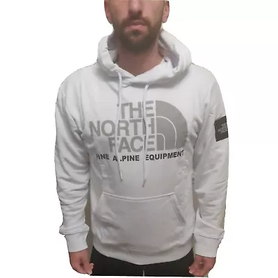 The North Face Fine Alpine Gray Logo Hoodie White Size L Or XL Slim Fit • $69.99