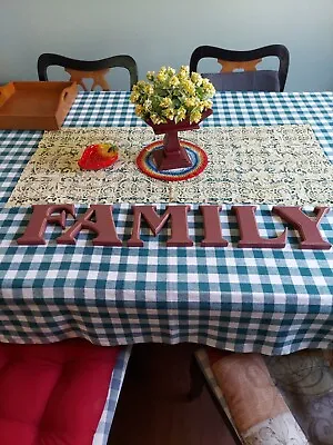 FAMILY Wooden Letter Sign Home Decor Red Free Standing Slightly Distressed LARGE • $5.95