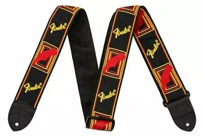 New Strap Fender Monogrammed 0990681500 Black/Yellow/Red - Usa-Guitare & Bass • $71.41