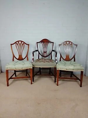 Antique George III Dining Chairs A Harlequin Set In Need Of Re Upholstery • £230