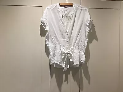 Ladies White Cotton Blouse By Hooch Size16 • £2.95