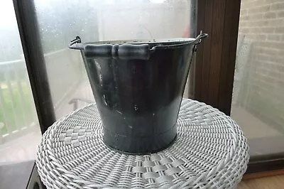 Antique 8  Tall Tin Taper Pail Wooden Handle • $19.99